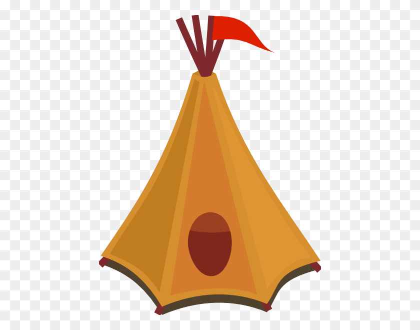 444x599 Cartoon Tipi Tent With Red Flag Clip Art - Camping Tent Clipart