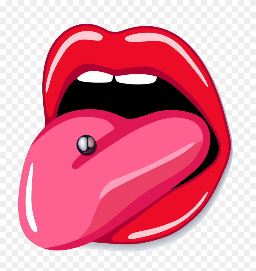 1024x1089 Cartoon Tongue Png Transparent Cartoon Tongue Images - Piercing Clipart