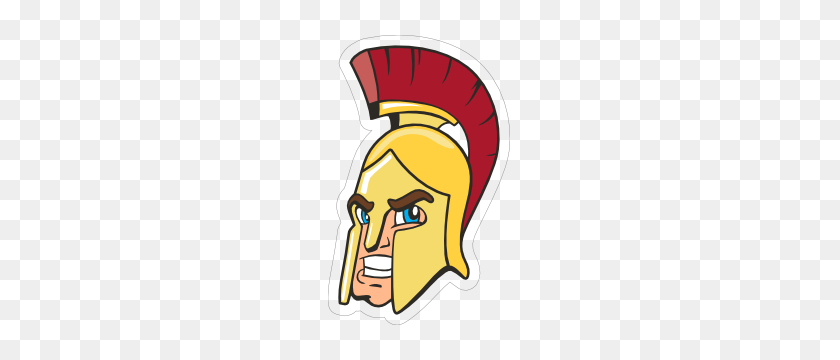 300x300 Cartoon Trojan Mascot Sticker - Trojan Head Clipart