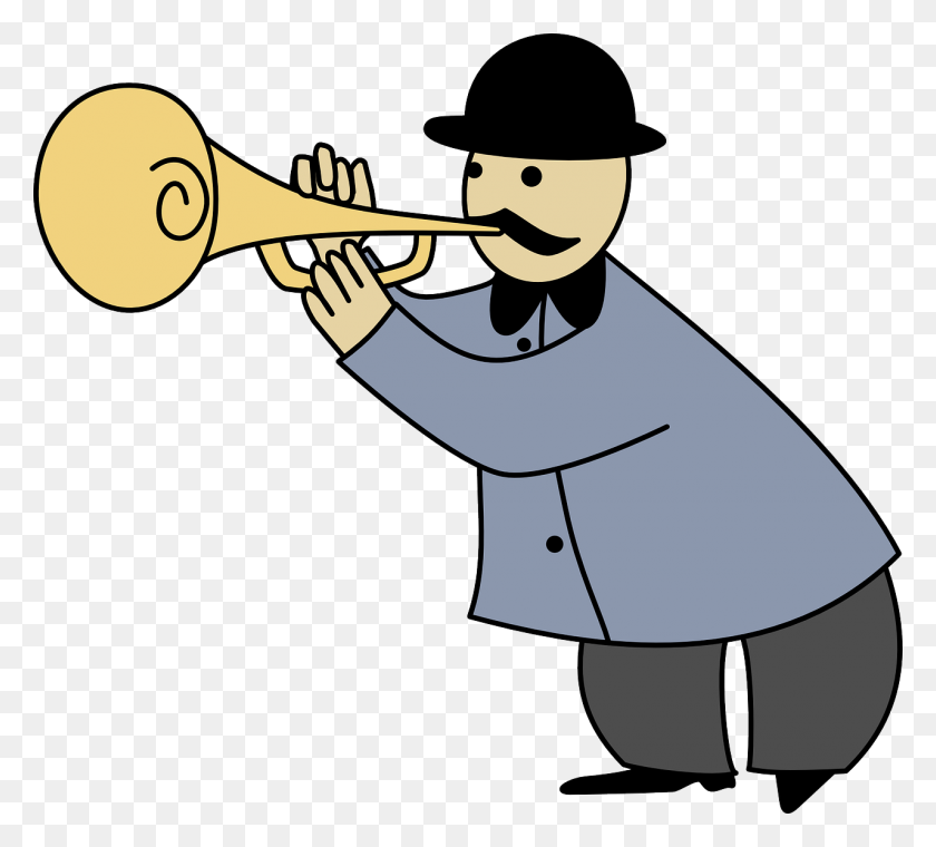 1280x1149 Cartoon Trumpet Player Images - Trumpet Clipart Black And White