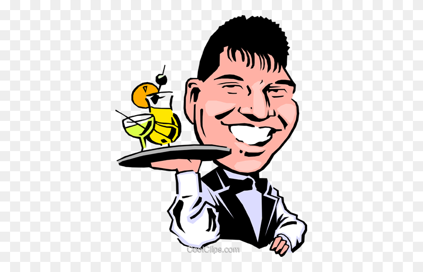 381x480 Cartoon Waiter Royalty Free Vector Clip Art Illustration - Waiter PNG