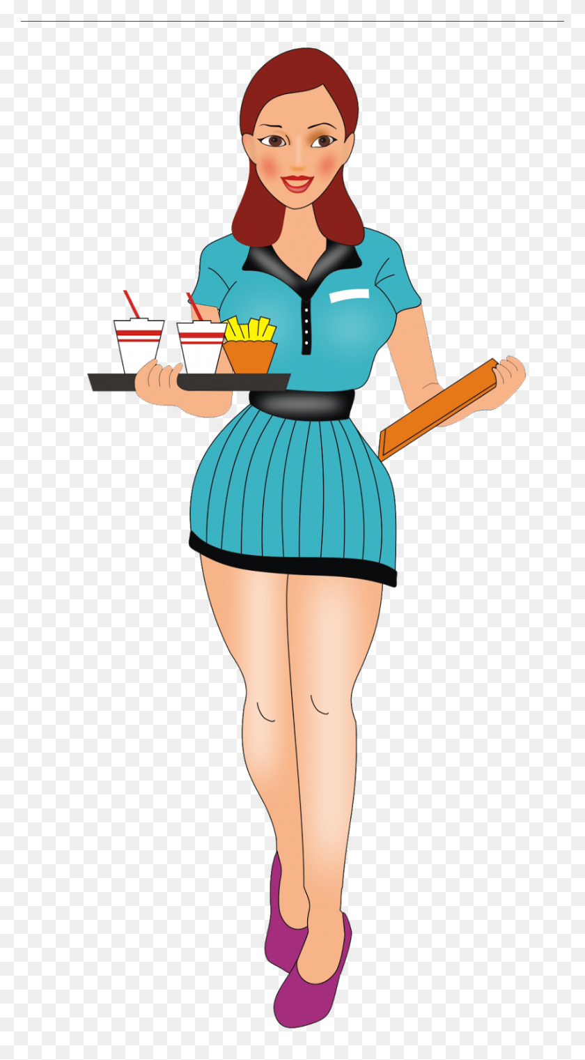 854x1600 Cartoon Waitress Clipart - Clip Art Waiter