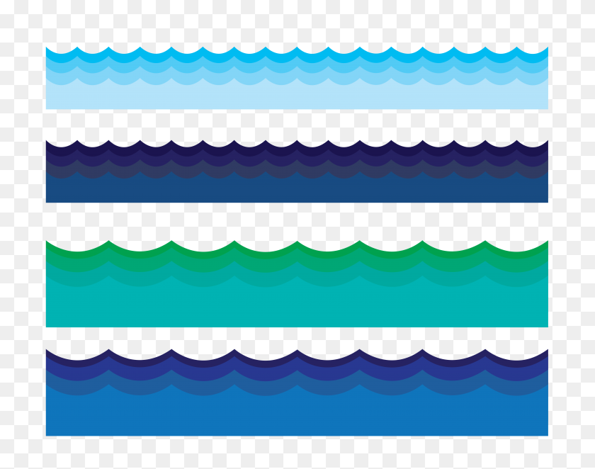 6600x5100 Cartoon Water Border Blue Waves Free Image - Water Waves PNG