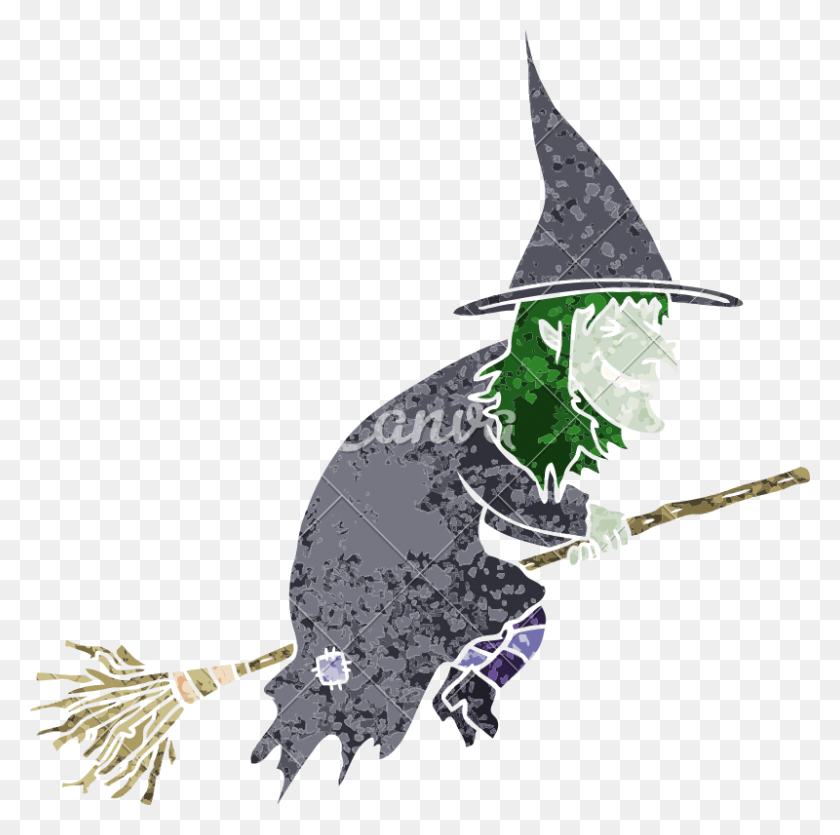 800x795 Cartoon Witch On Broom Icon Art - Witch On Broom Clipart