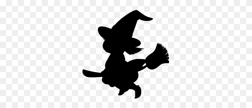 295x300 Cartoon Witch Silhouette - Flying Witch Clipart