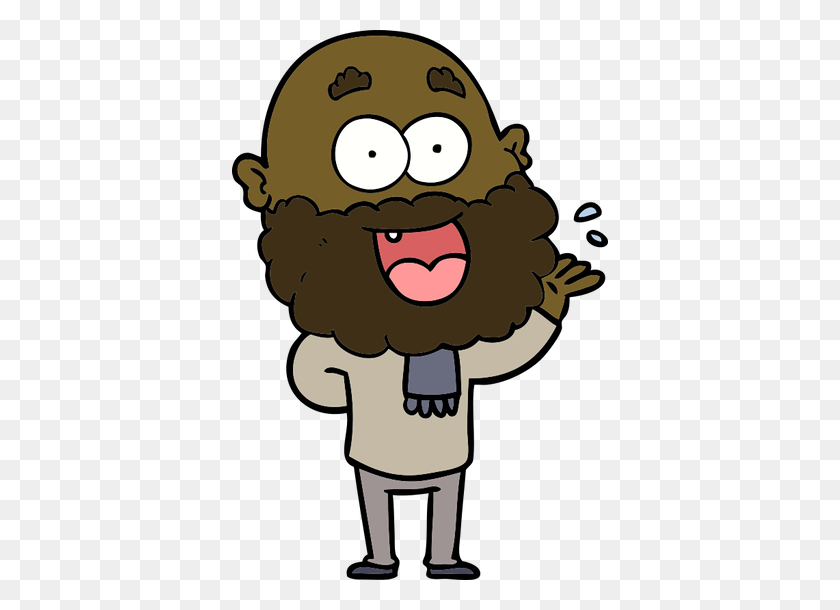376x550 Cartoon With Beard - Crazy Hair Clipart