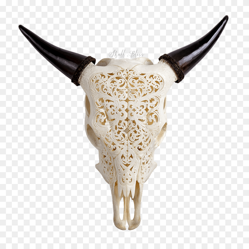 1000x1000 Carved Cow Skull - Bull Skull PNG