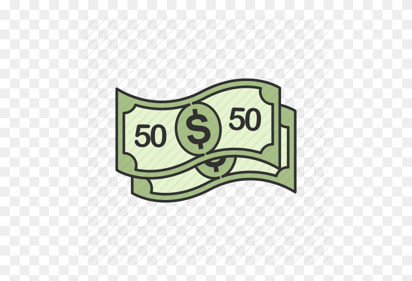 512x512 Наличные Деньги, Доллар, Пятьдесят Долларов, Значок Пятидесятидолларовой Банкноты - Клипарт Долларовой Банкноты