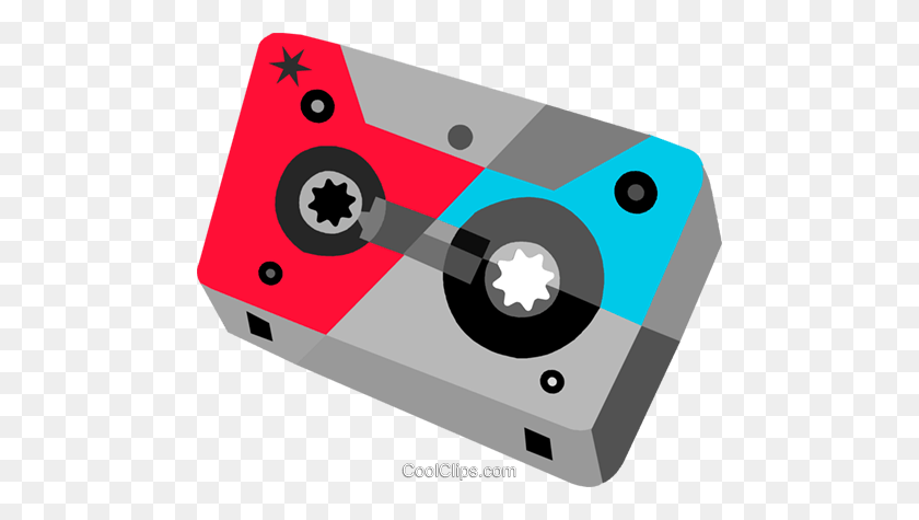 480x415 Cassette Tape Royalty Free Vector Clip Art Illustration - Cassette Clipart
