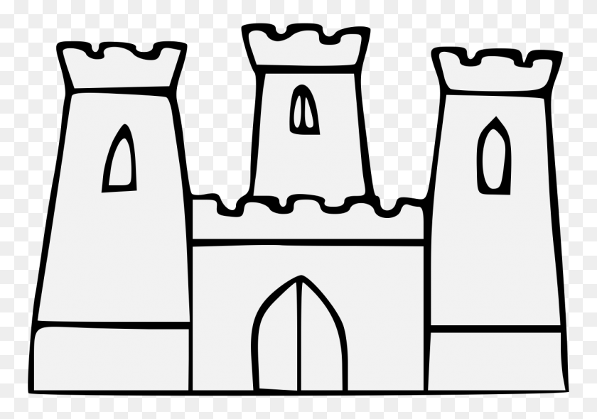 1268x863 Замок Трех Башен - Башня Клипарт Черно-Белое