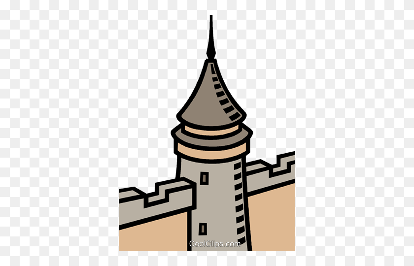 358x480 Castle Turret Royalty Free Vector Clip Art Illustration - Fortress Clipart