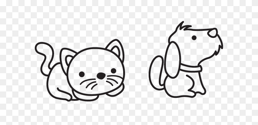 698x350 Cat And Dog Png Black And White Transparent Cat And Dog Black - Dog Cartoon PNG