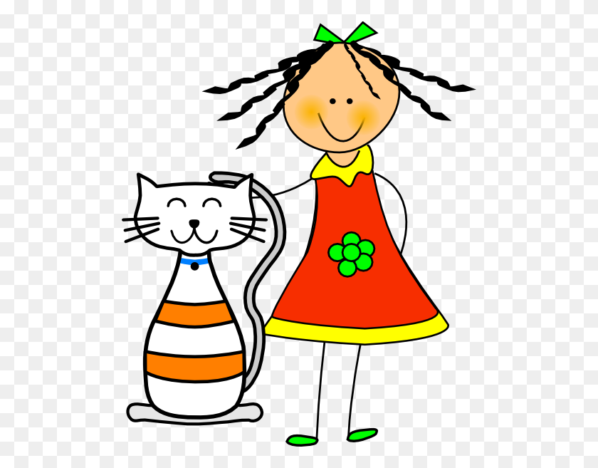 498x597 Cat And Girl Clip Art - Friday Clipart
