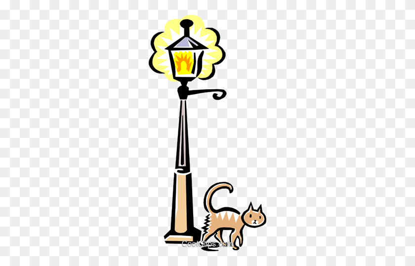 238x480 Cat And Lamp Post Royalty Free Vector Clip Art Illustration - Street Lamp Clipart