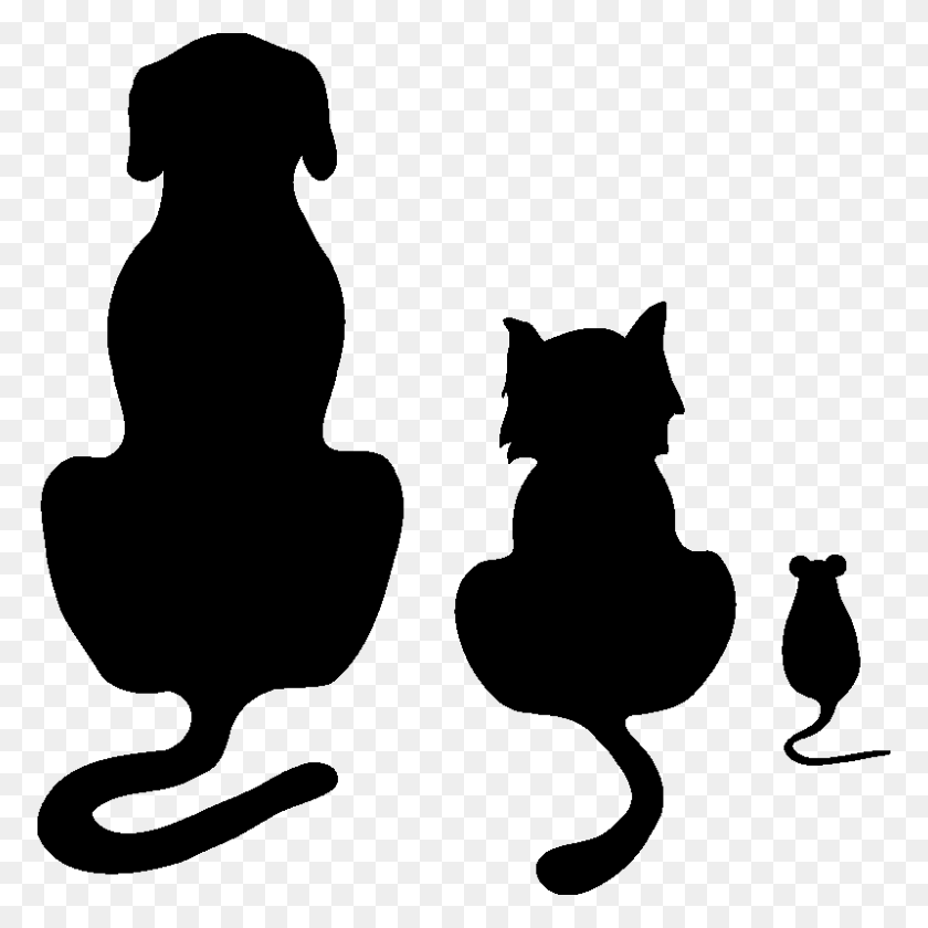 800x800 Cat And Mousepng Stencil Patterns - Flower Silhouette PNG