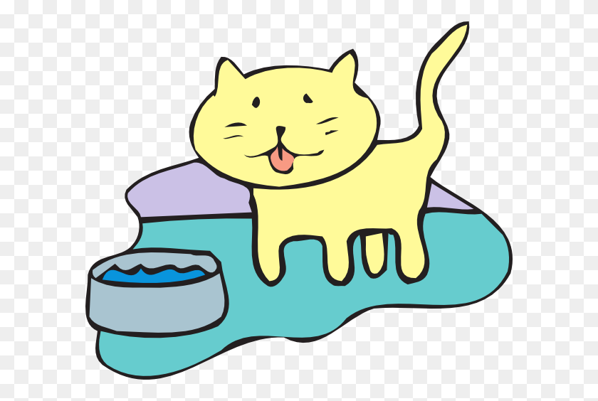 600x504 Cat And Water Bowl Clip Art - Feed The Dog Clipart