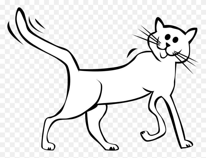 1969x1475 Cat Black And White Cartoon Black And White Cat Free Download Clip - Cat Clipart Transparent