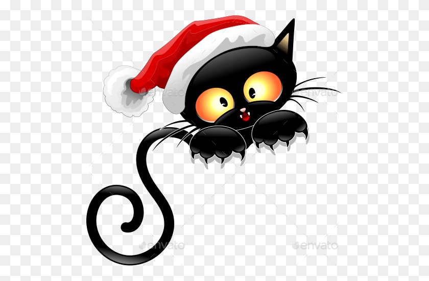 501x490 Gato De Dibujos Animados En Calcetín De Navidad - Gato De Dibujos Animados Png