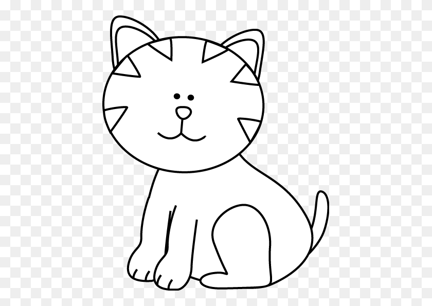 441x535 Cat Clip Art Black And White - Kitty Clipart