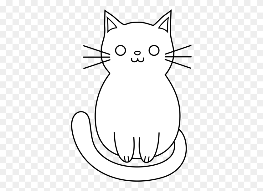 385x550 Cat Clip Art Black And White Szsuju - Cute Black Cat Clipart