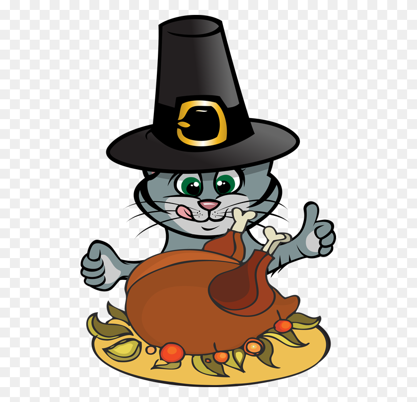 515x750 Cat Clipart Happy Thanksgiving - Happy Turkey Day Clipart