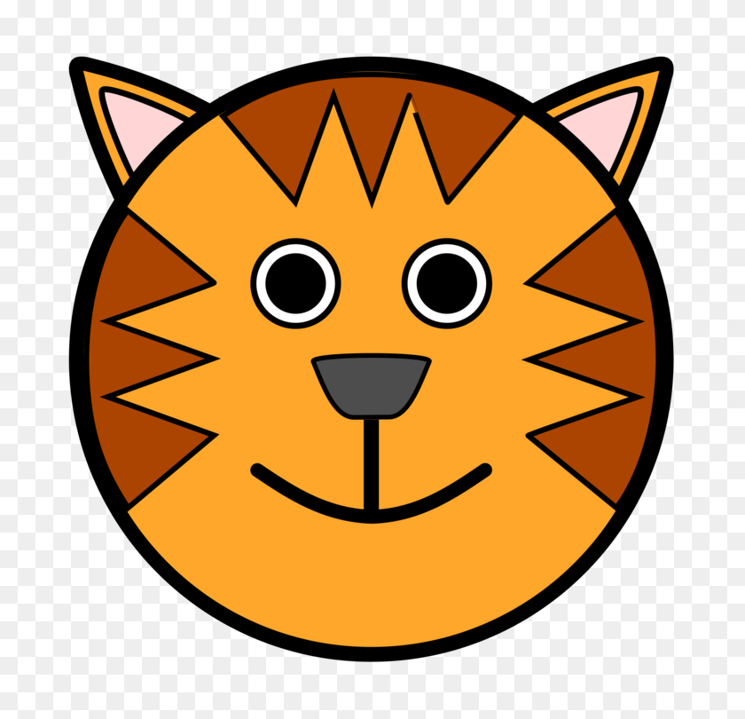 750x750 Cat Drawing Cartoon Face Bengal Tiger - Tiger Face PNG