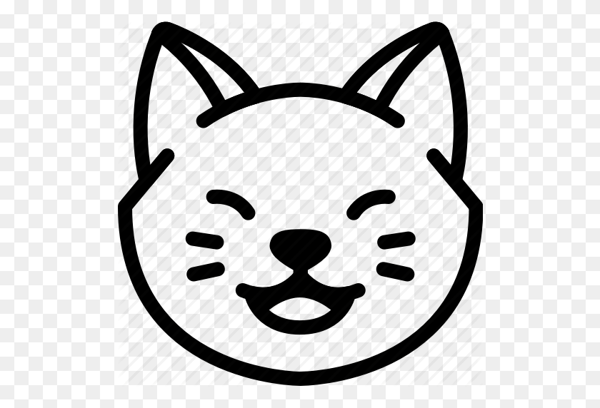 512x512 Cat, Emoji, Emotion, Expression, Face, Feeling, Laughing Icon - Cat Face PNG