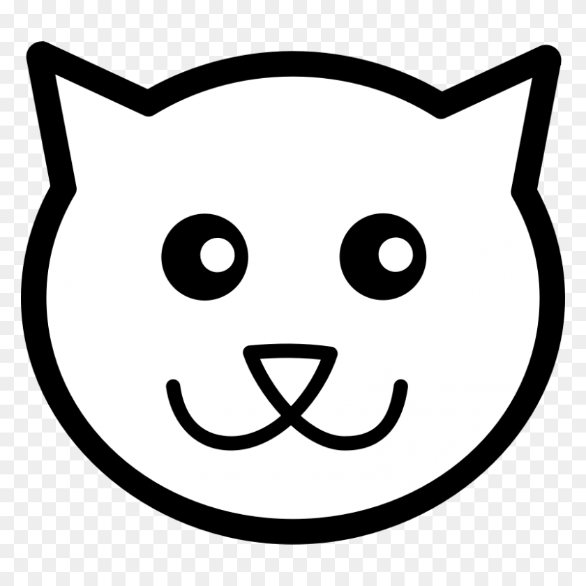 800x800 Cat Face Clip Art - Cat Clipart Outline