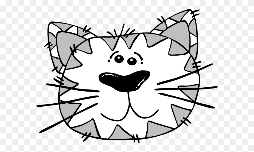 600x443 Cat Face Clipart - Dog Face Clipart Black And White