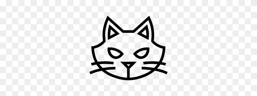 256x256 Cat, Face, Outline, Halloween, Outlined, Head, Animal, Animals - Cat Head PNG