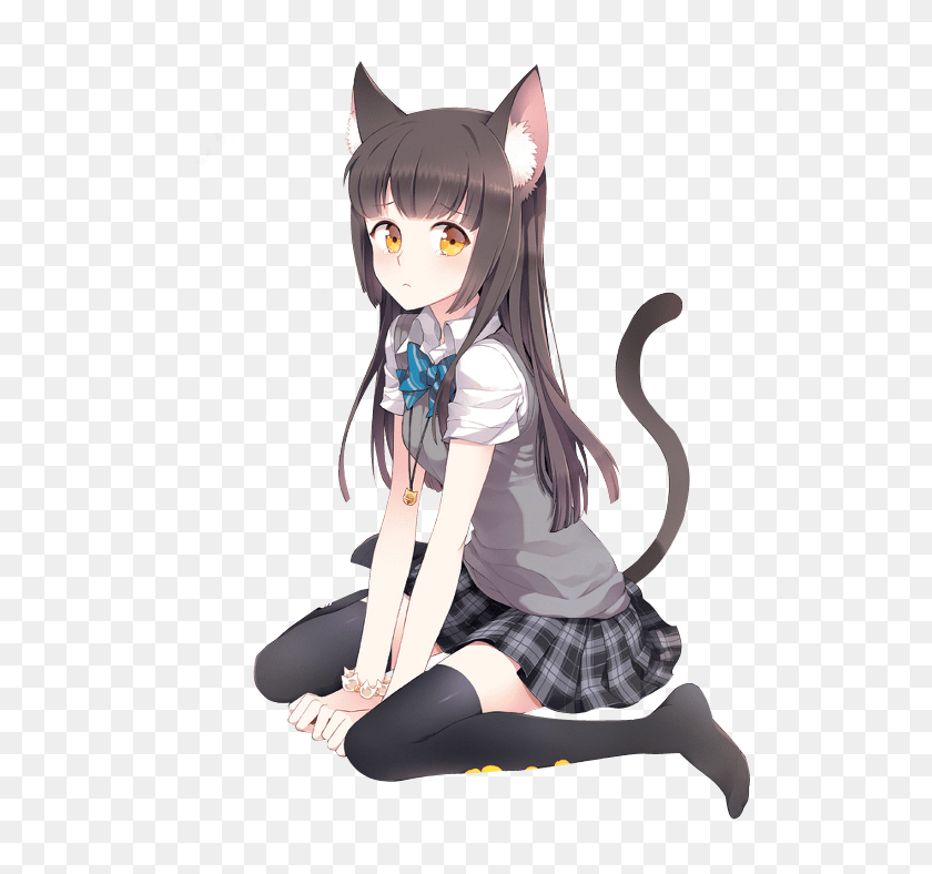 Blushing Cute Anime Girl School Uniform Drawing