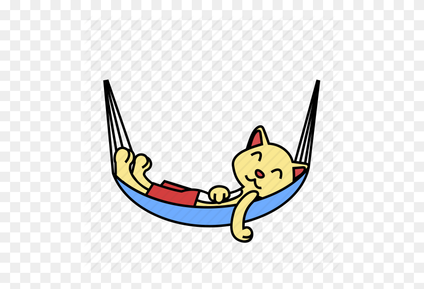 512x512 Cat, Hammock, Lay, Rest, Sleep, Summer, Vacation Icon - Summer Vacation Clipart