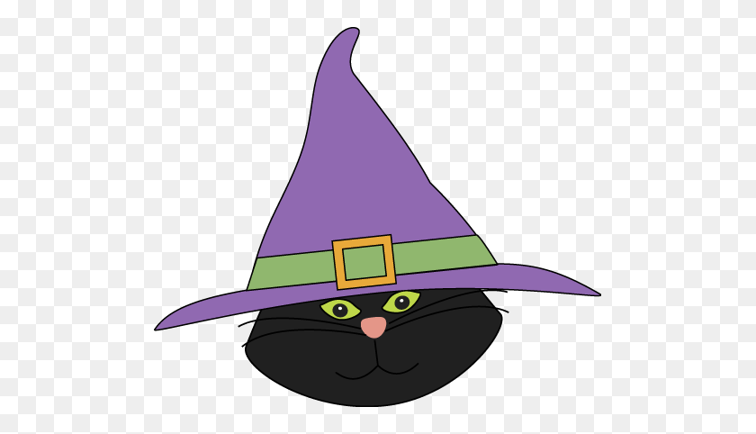 497x422 Cat Head With Witch Hat Images Gratuites - Witch Hat Clipart