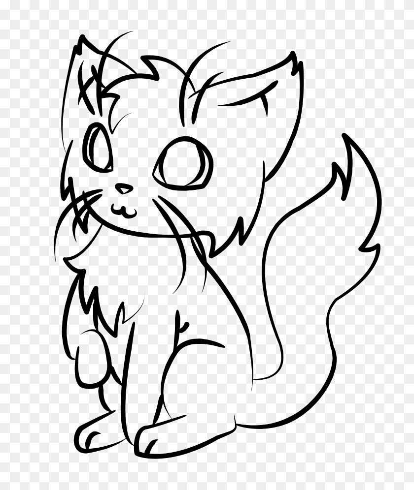 720x936 Cat Lineart Ms Paint Friendly - Cat Face Clipart Black And White