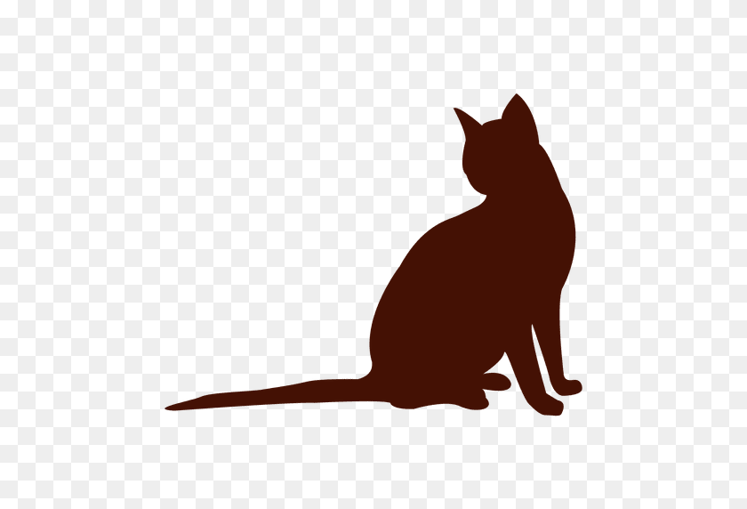 512x512 Gato Mascota Silueta Sentada - Bigotes De Gato Png