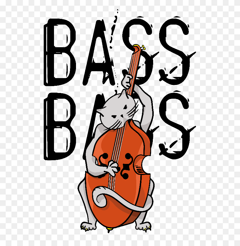 563x800 Cat Playing A Double Bass Gifts - Upright Bass Clip Art