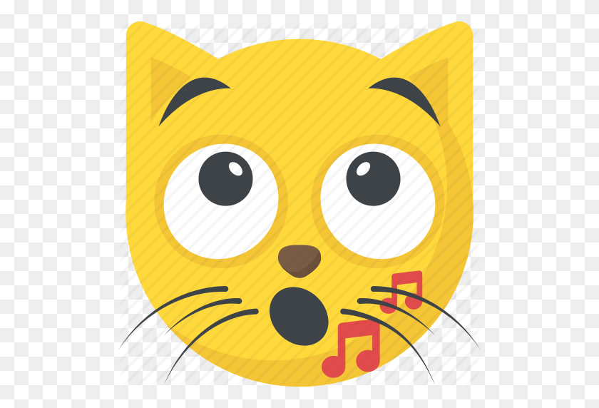Cat Singing, Cat Smiley, Music Emoji, Music Note, Whistle Icon - Music Emoji PNG