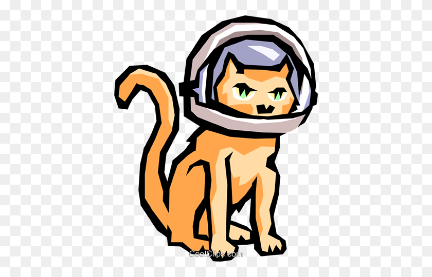 396x480 Cat With Space Helmet Royalty Free Vector Clip Art Illustration - Space Helmet Clipart