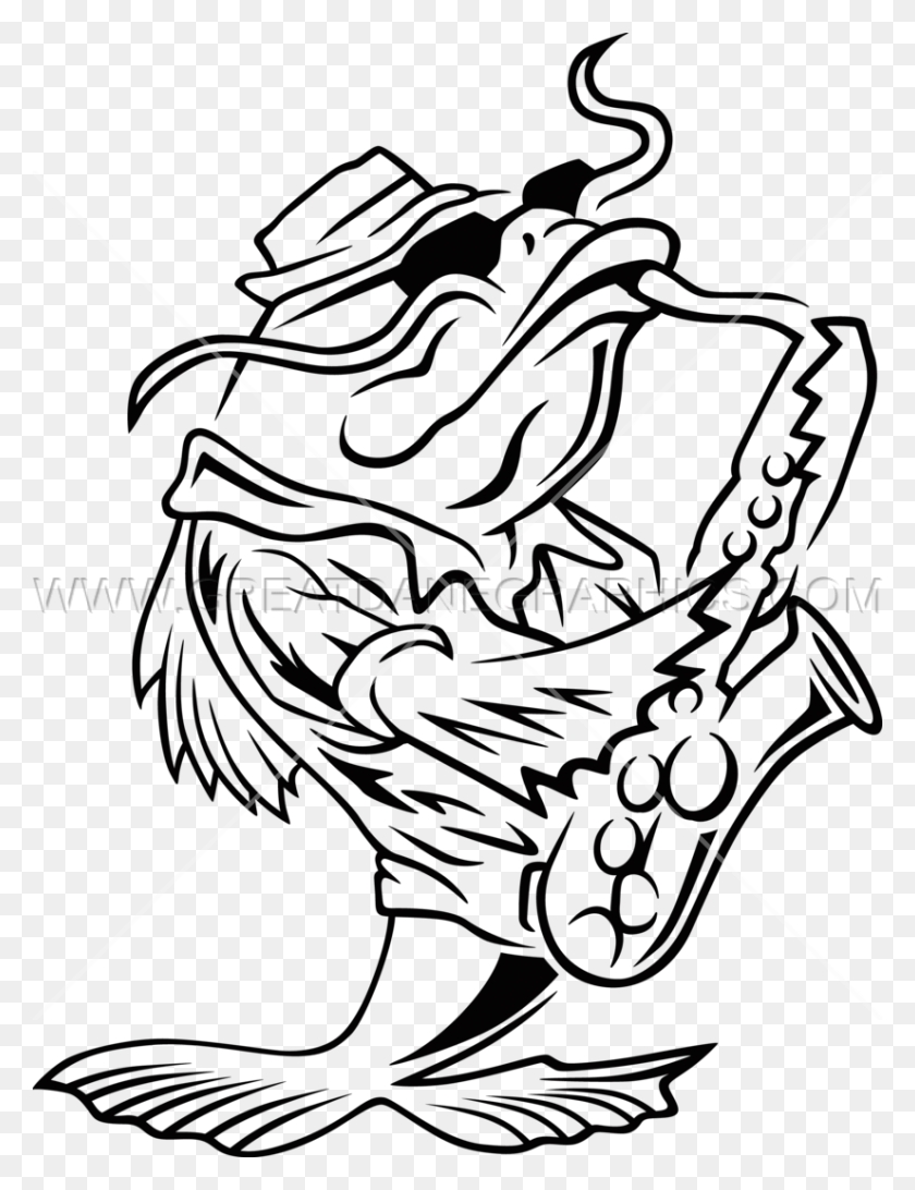 825x1092 Catfish Blues Production Ready Artwork For T Shirt Printing - Catfish Clipart Black And White
