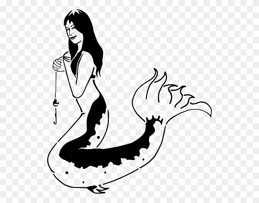 534x598 Catfish Mermaid - Mermaid Clipart Black And White