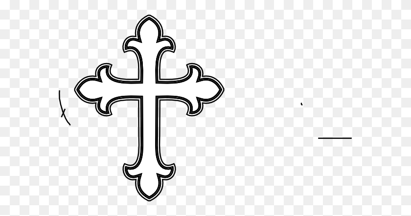 600x382 Клипарт Католический Крест - Hello Kitty Клипарт Черно-Белый