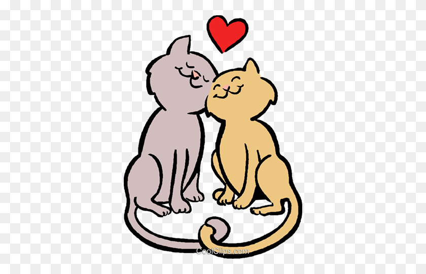 352x480 Cats In Love Royalty Free Vector Clip Art Illustration - Cool Cat Clipart