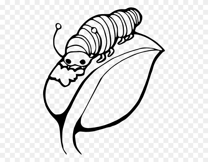 492x597 Catterpillar On Leaf Clip Art Free Vector - Bugs Clipart Black And White