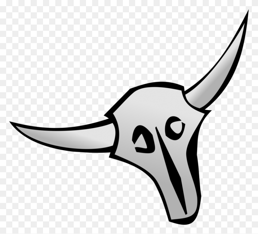 834x750 Cattle Bull Skull Drawing Horn - Bull Clipart Black And White