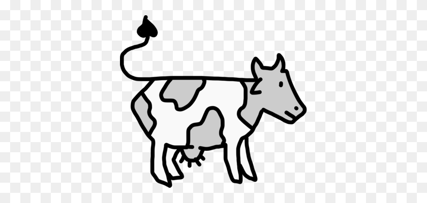 368x340 Cattle Cartoon Drawing Cutout Animation Paper Model Free - Cow Clipart Black And White