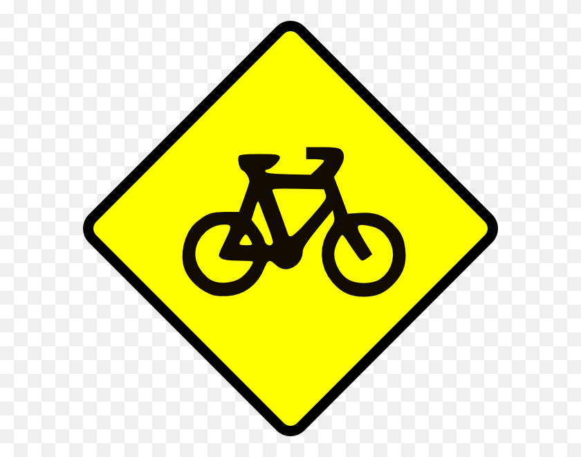600x600 Caution Bike Road Sign Symbol Clip Art Free Vector - Road Bike Clipart