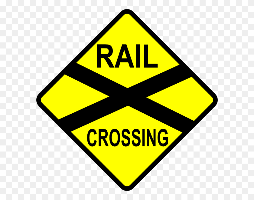 600x600 Caution Railroad Crossing Clip Art - Direction Signs Clipart