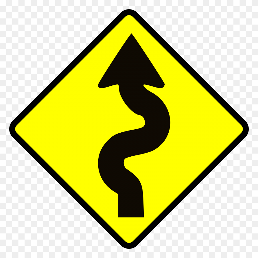 2400x2400 Caution Winding Road Icons Png - Road PNG