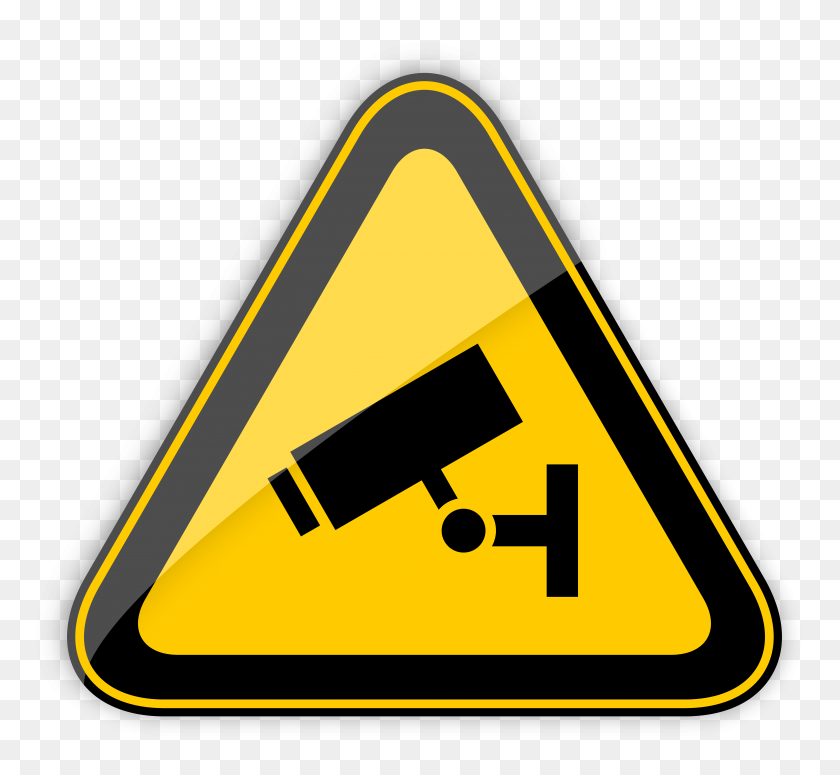 5000x4584 Png Видеонаблюдение В Работе Предупреждающий Знак - Строительный Знак Png Клипарт