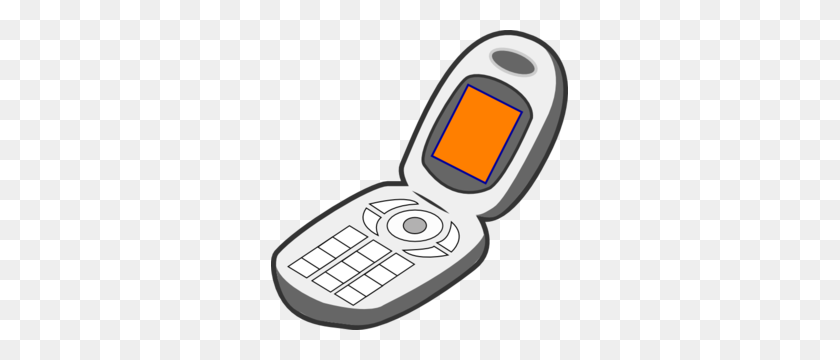 297x300 Cell Phone Grey Orange Clip Art - Phone Clipart